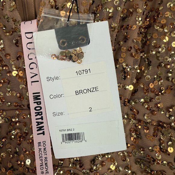 NWT Mac Duggal #10791 Long Sleeve V-Neck Sequin Gown Dress Bronze Size 2 NEW - Picture 6 of 16
